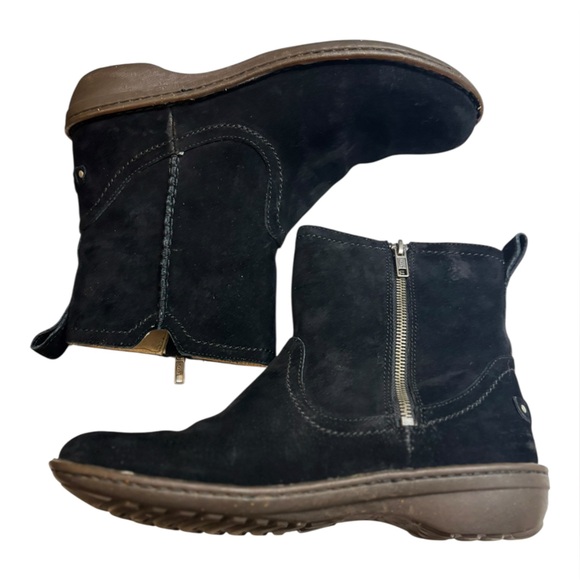 UGG Neevah Black Suede Leather Ankle Boots Fur Lined Boots Women’s Size 10 - Picture 10 of 14